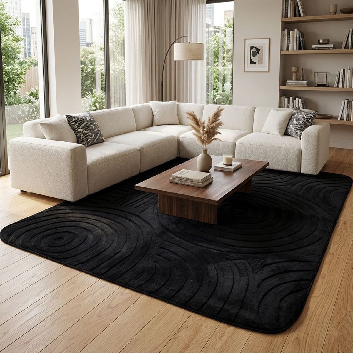 AMERICO SHOP - Tapete Decorativo Moderno 150x200 cm Diseño Turco Negro