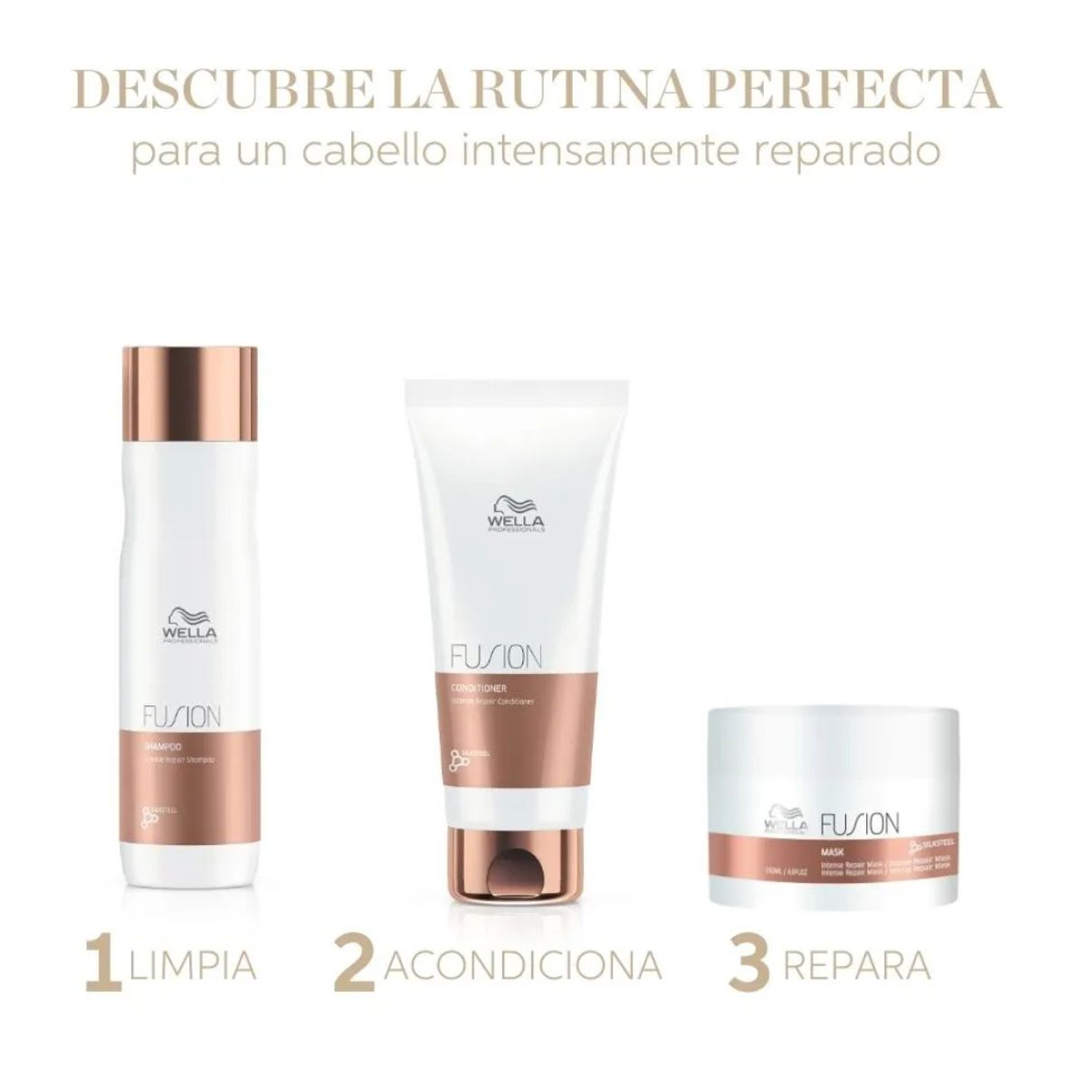 WELLA - Kit Wella Fusion Shampoo Litro + Acondicionador Litro + Mascarilla 500 ml