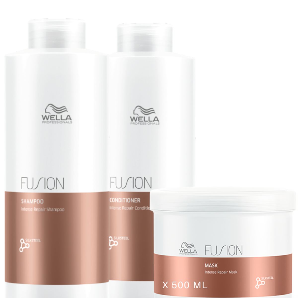 WELLA - Kit Wella Fusion Shampoo Litro + Acondicionador Litro + Mascarilla 500 ml