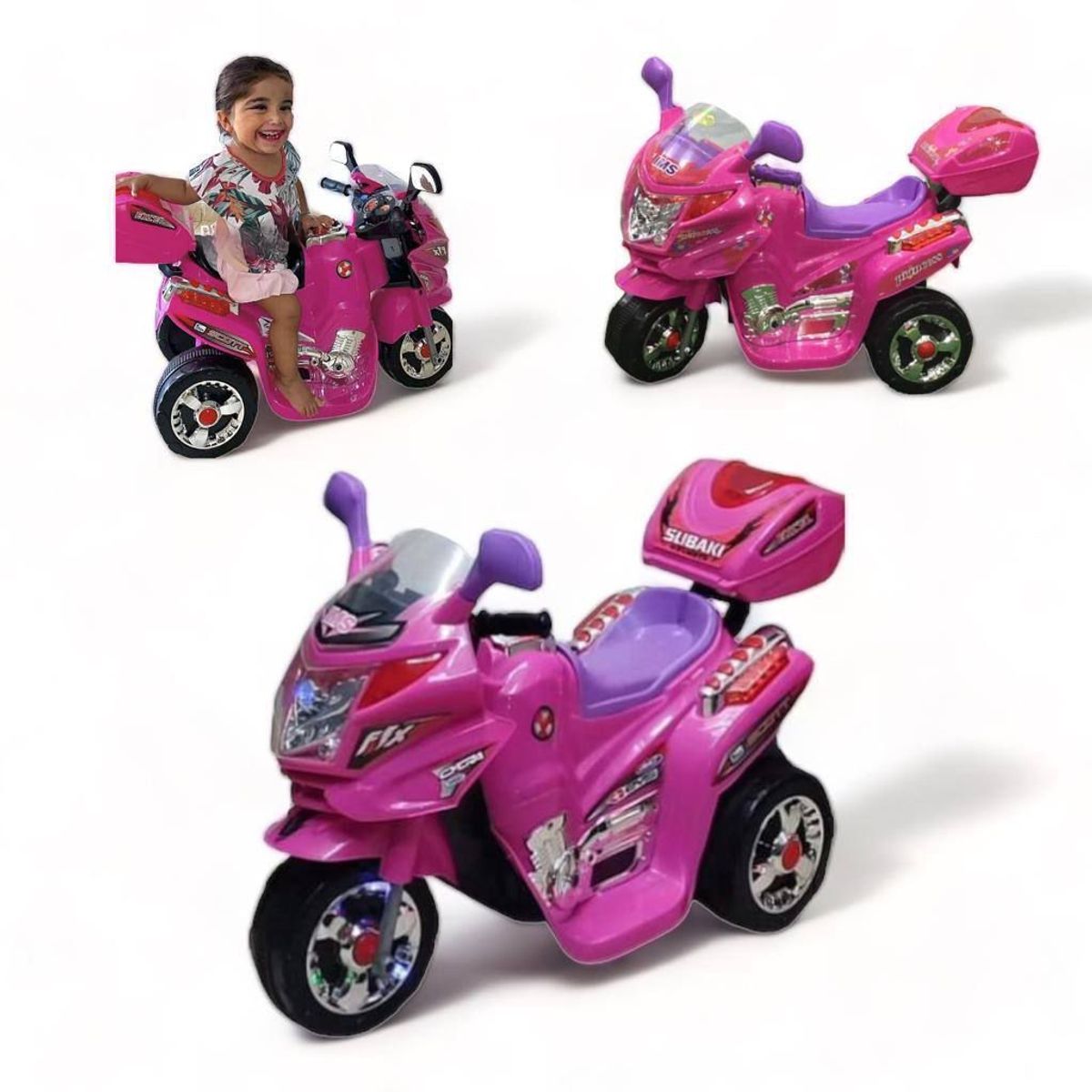 BEBESUNITA - Moto Eléctrica Para Niño Niña USB Música y Luz Led