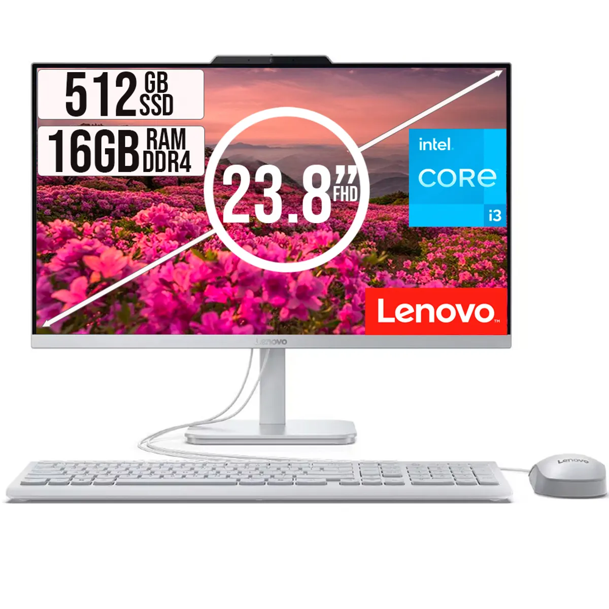 LENOVO - TODO EN UNO LENOVO INTEL CORE I3-N305 SSD 512GB RAM 16GB LED 23,8 FHD
