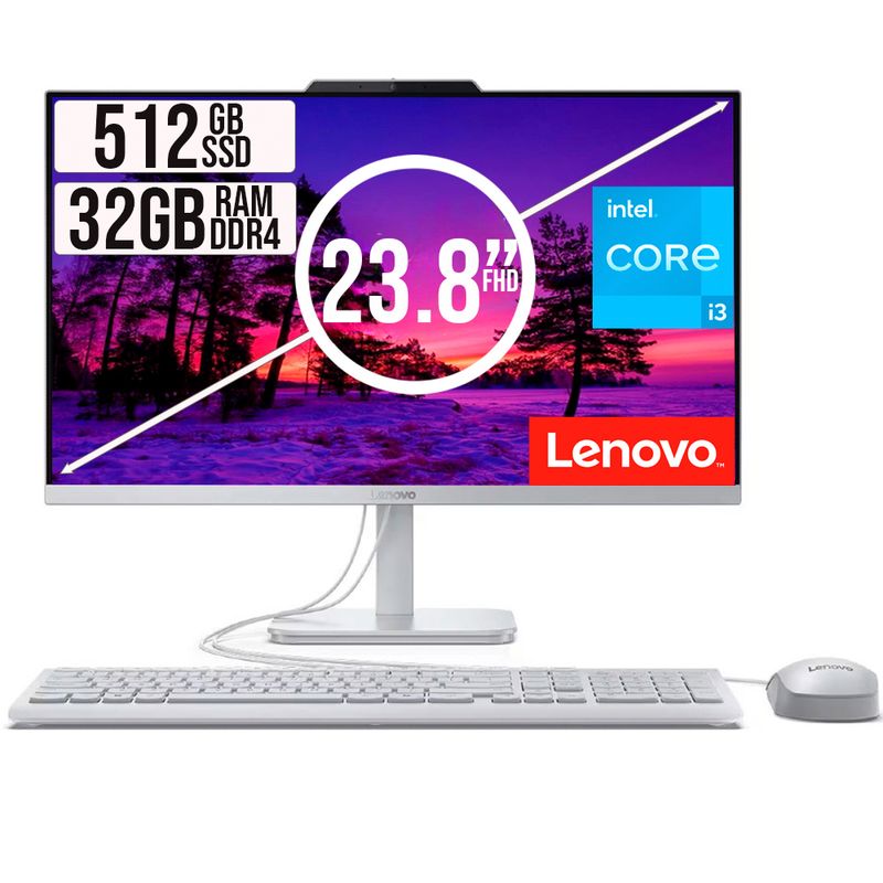 LENOVO - TODO EN UNO LENOVO INTEL CORE I3-N305 SSD 512GB RAM 32GB LED 23,8 FHD