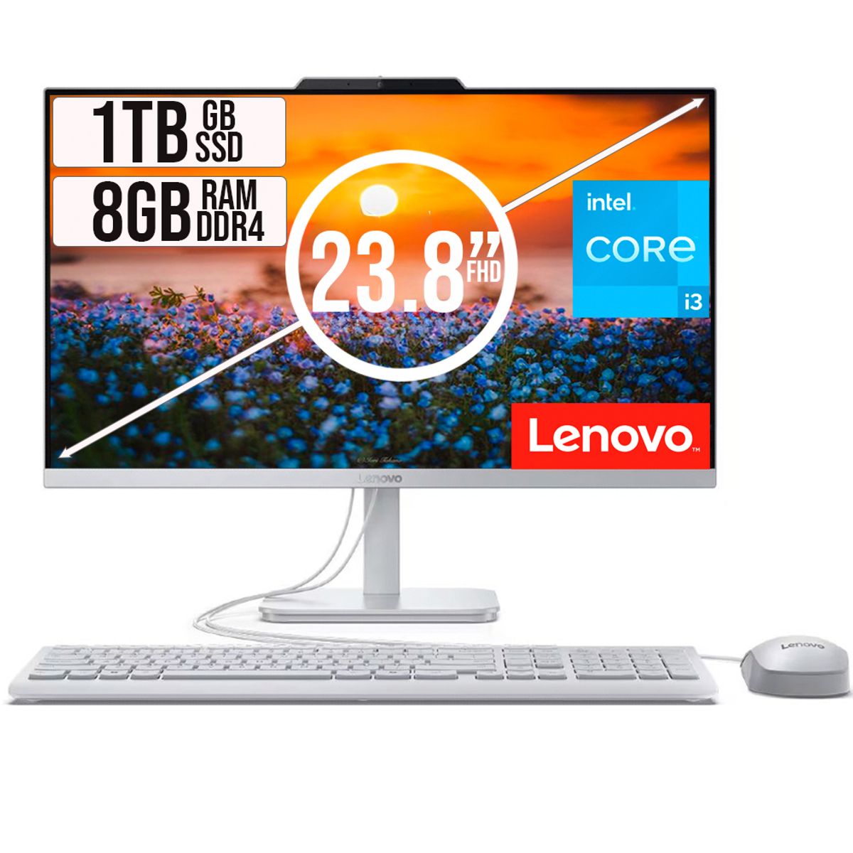 LENOVO - TODO EN UNO LENOVO INTEL CORE I3-N305 SSD 1TB RAM 8GB LED 23,8 FHD