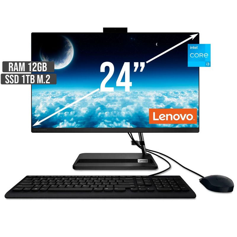 LENOVO - TODO EN UNO LENOVO INTEL CORE I3-1215U SSD 1TB RAM 12GB LED 24 FHD