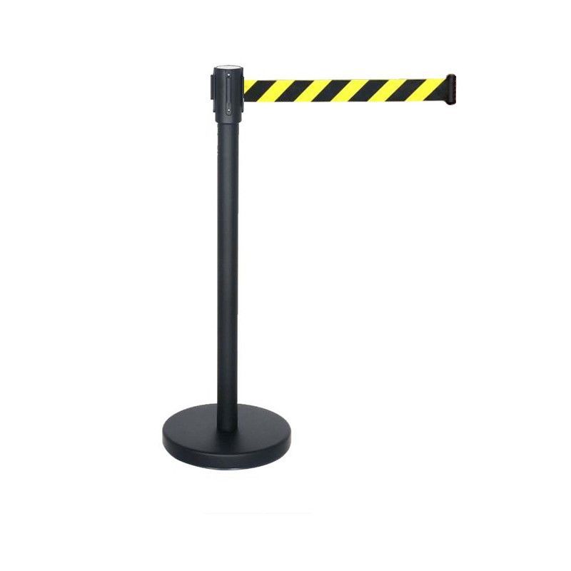 GENERICO - Poste Separador Negro Con Cinta De Seguridad Diagonal Amarilla Negra