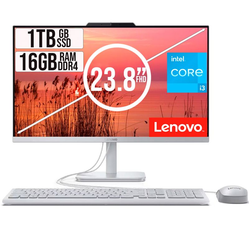 LENOVO - TODO EN UNO LENOVO INTEL CORE I3-N305 SSD 1TB RAM 16GB LED 23,8 FHD