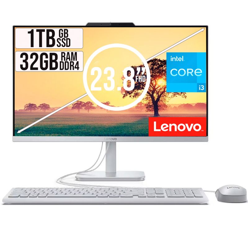 LENOVO - TODO EN UNO LENOVO INTEL CORE I3-N305 SSD 1TB RAM 32GB LED 23,8 FHD