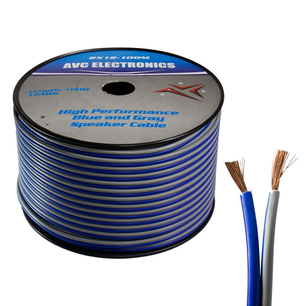 AVC - Cable Polarizado AVC 2x12 Azul-Gris 100Mts.