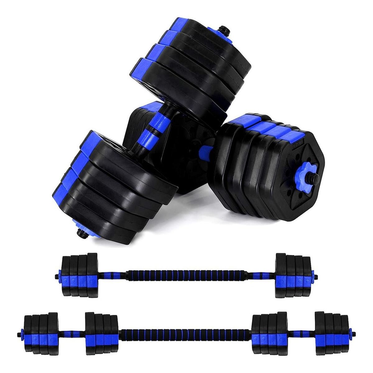 FITNICS - Mancuernas Ajustables Set 30 Kg Fitnics 2en1 +Barra
