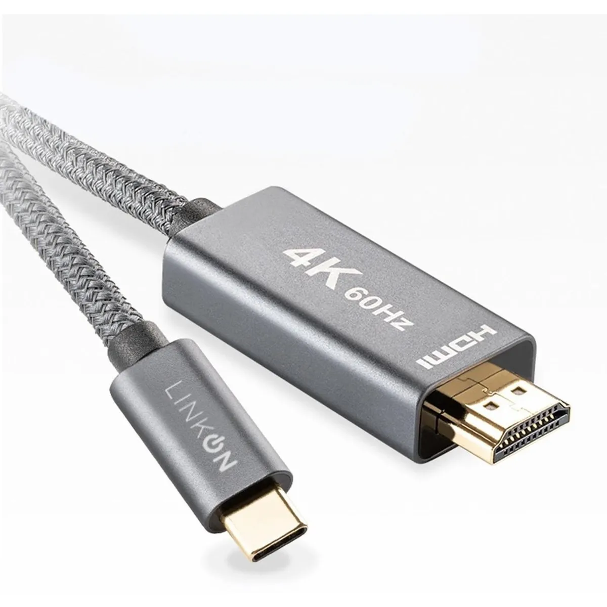 LINKON - Cable Adaptador Usb C A Hdmi V2.1 4k 60hz Trenzado Oro 2mt