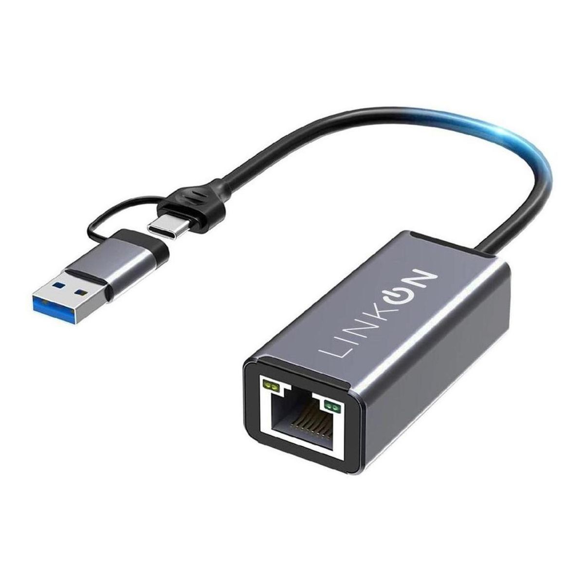 LINKON - Adaptador 2en1 Usb A Y C A Rj45 Lan Ethernet 10/100/1000mbps