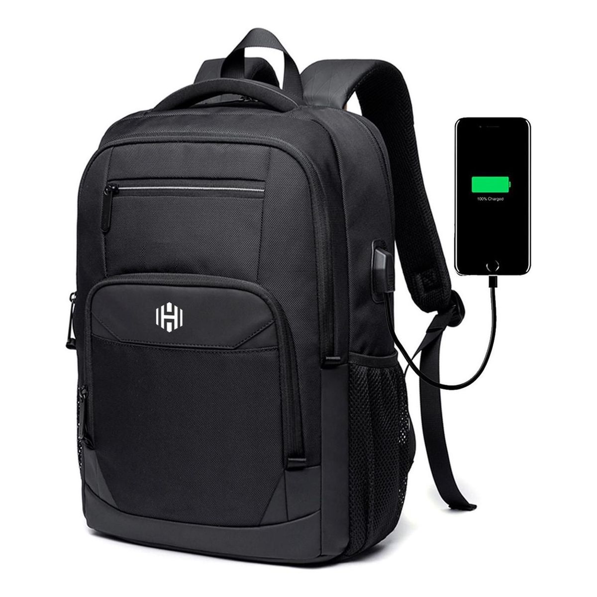 LINKON - Morral Bolso Portatil Impermeable Antirrobo Nylon Balistico - Negro-
