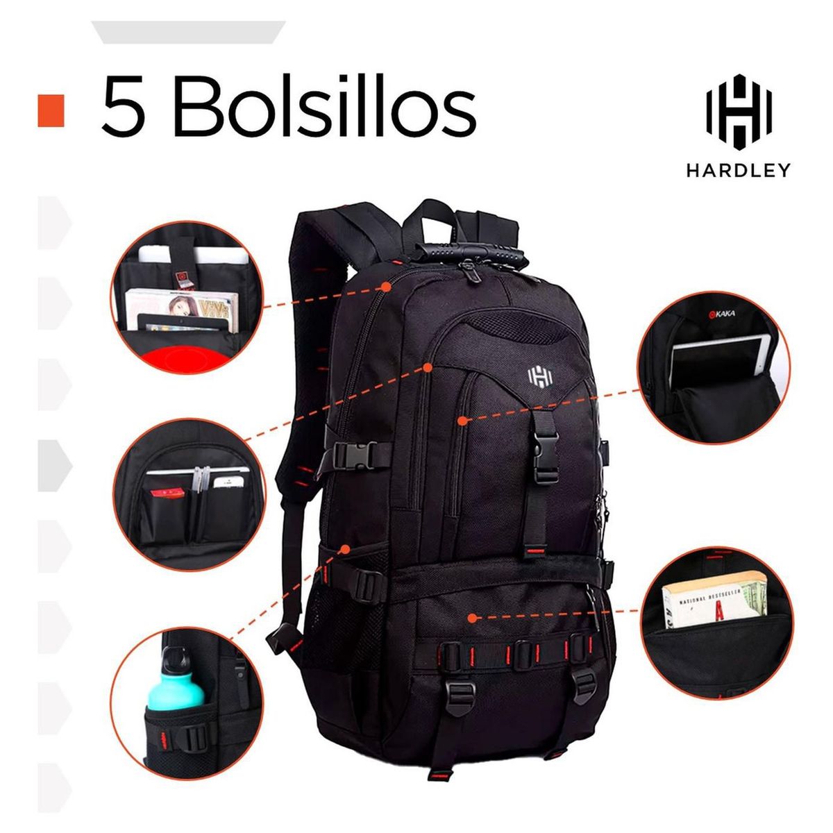 LINKON - Bolso Morral Outdoor Hardley Impermeable Nylon Balistico-