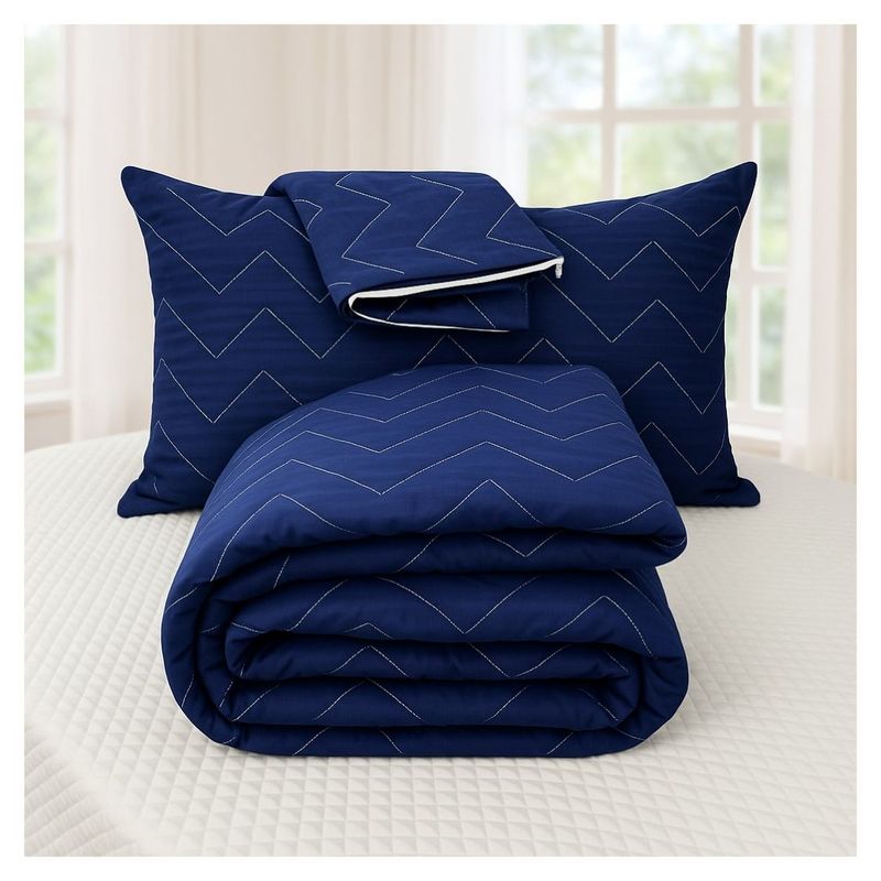 HOGARETO - Protector Colchón Azul Cama Sencilla 100x190cm + 2 Fundas Acolchada