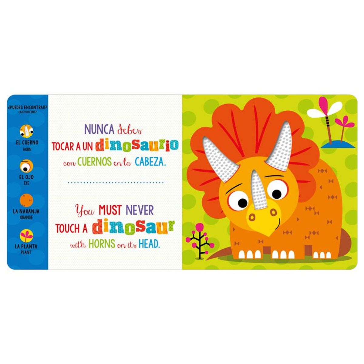 JUGANDO Y EDUCANDO - Libro Infantil Nunca Toques Un Dinosaurio Sensorial Bebes