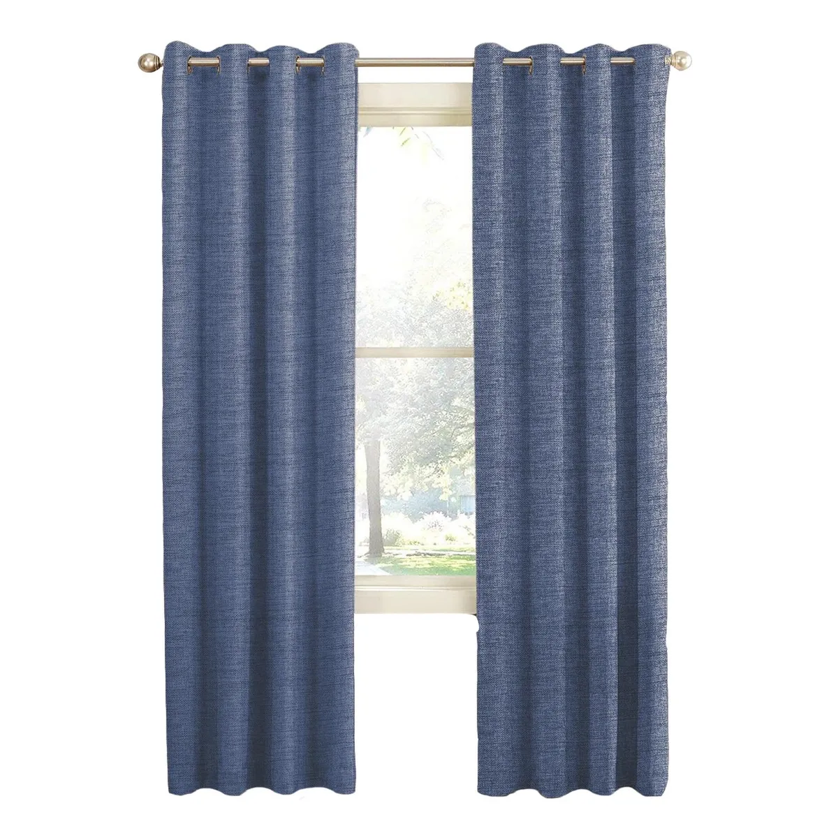 CASATUA - Cortina Blackout 100% Anti Luz, 2 Paños 140x220 TexturaLino - Azul