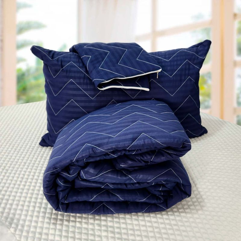 HOGARETO - Protector Colchón Azul Cama King 200x200cm + 2 Fundas Acolchada.