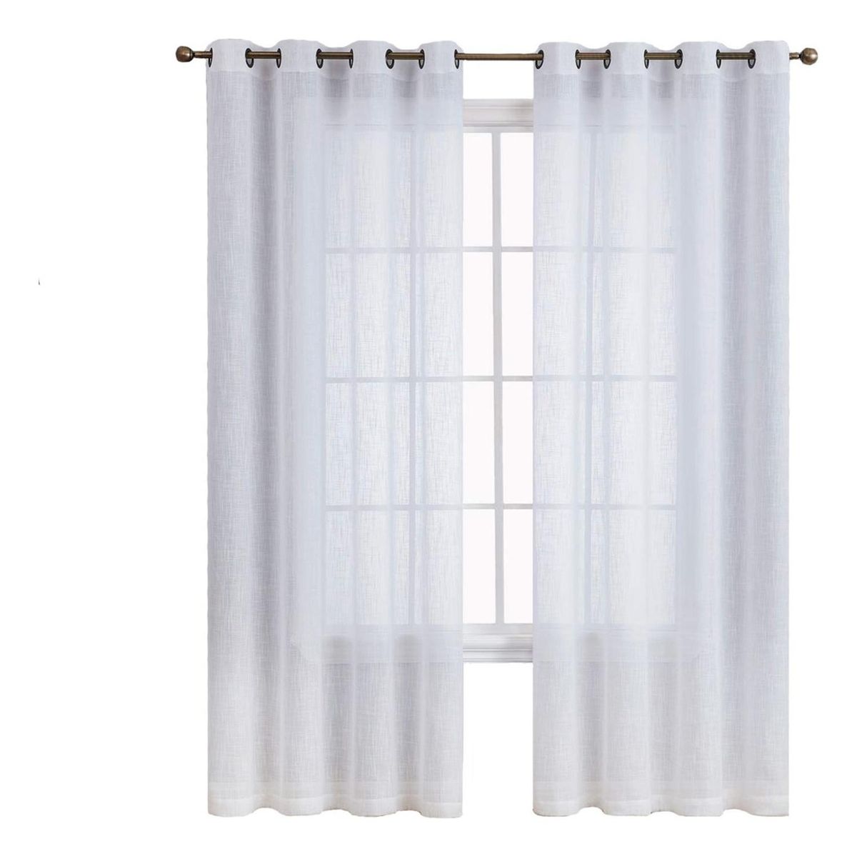 CASATUA - Cortina Visillo Velo 2 Paños 135x220cm Textura Lino Casatua - Blanco