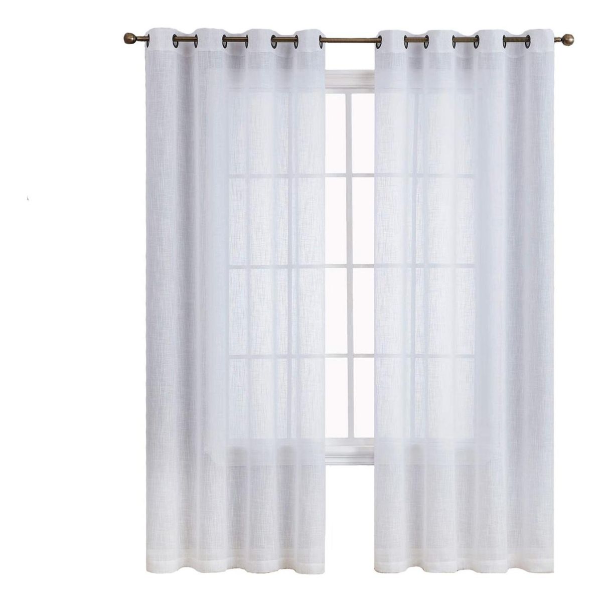 CASATUA - Cortina Visillo Velo 2 Paños 135x220cm Textura Lino Casatua - Blanco