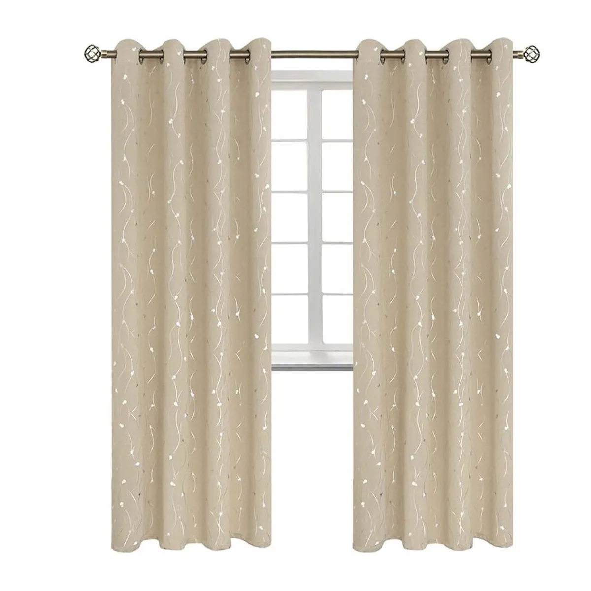 CASATUA - Cortina 95% Blackout CasaTua Con Diseño 2 Paños 140x220 - Beige