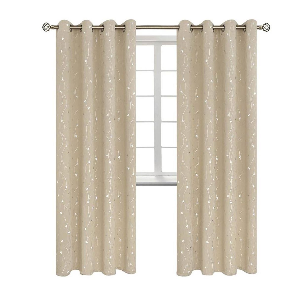 CASATUA - Cortina 95% Blackout CasaTua Con Diseño 2 Paños 140x220 - Beige