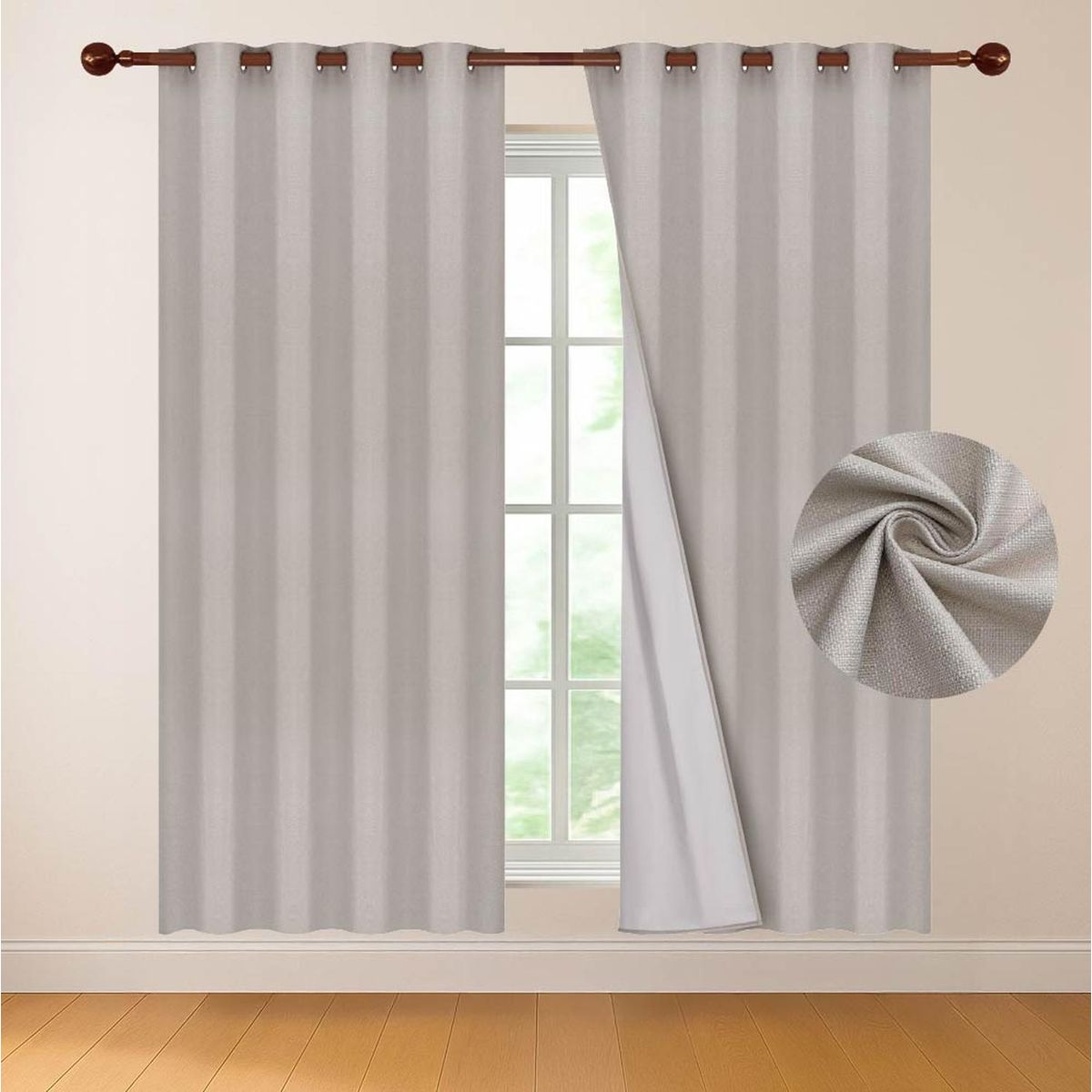 CASATUA - Cortina 100% Blackout Engomada Termica Set 2 Casatua 140x220 - Beige