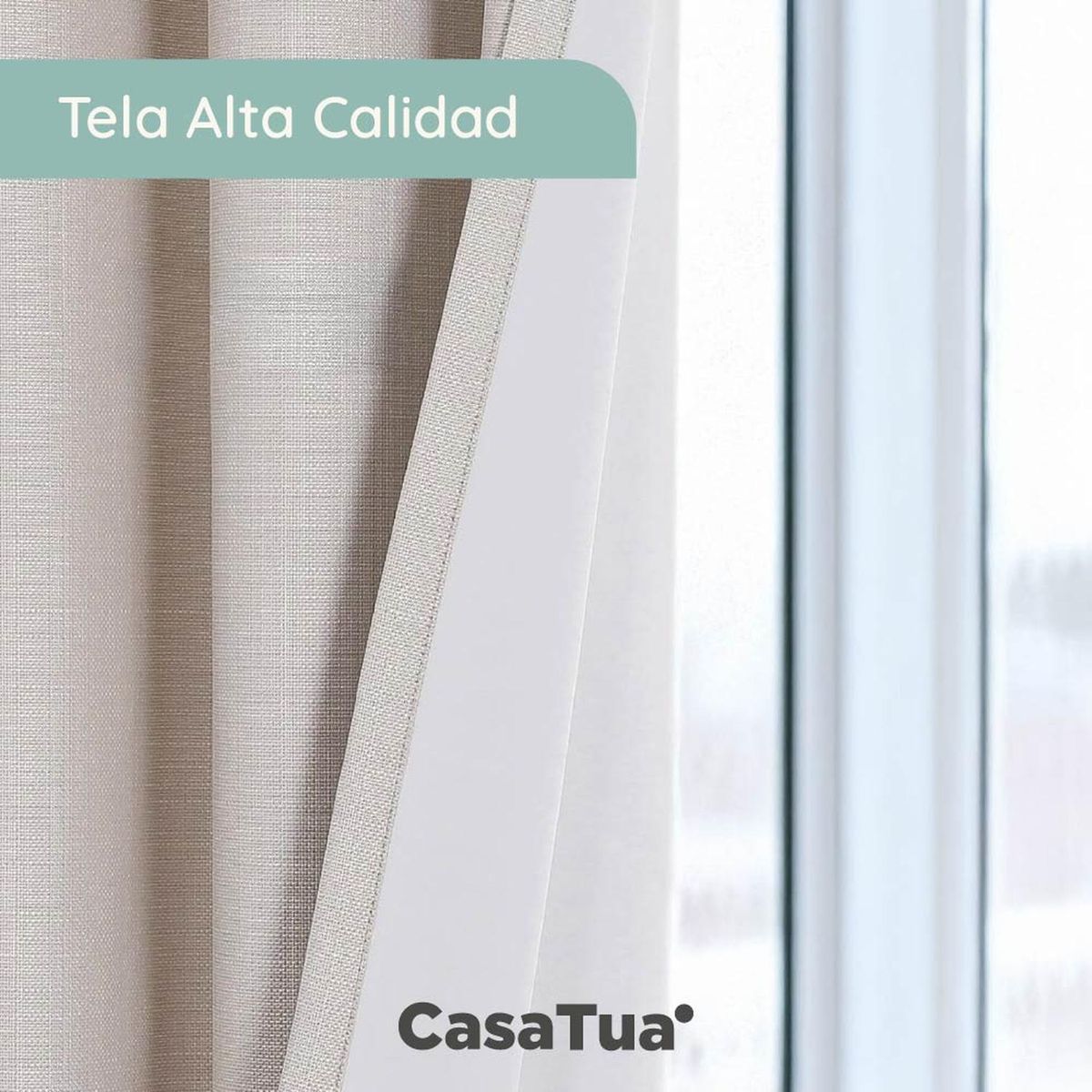 CASATUA - Cortina 100% Blackout Engomada Termica Set 2 Casatua 140x220 - Beige