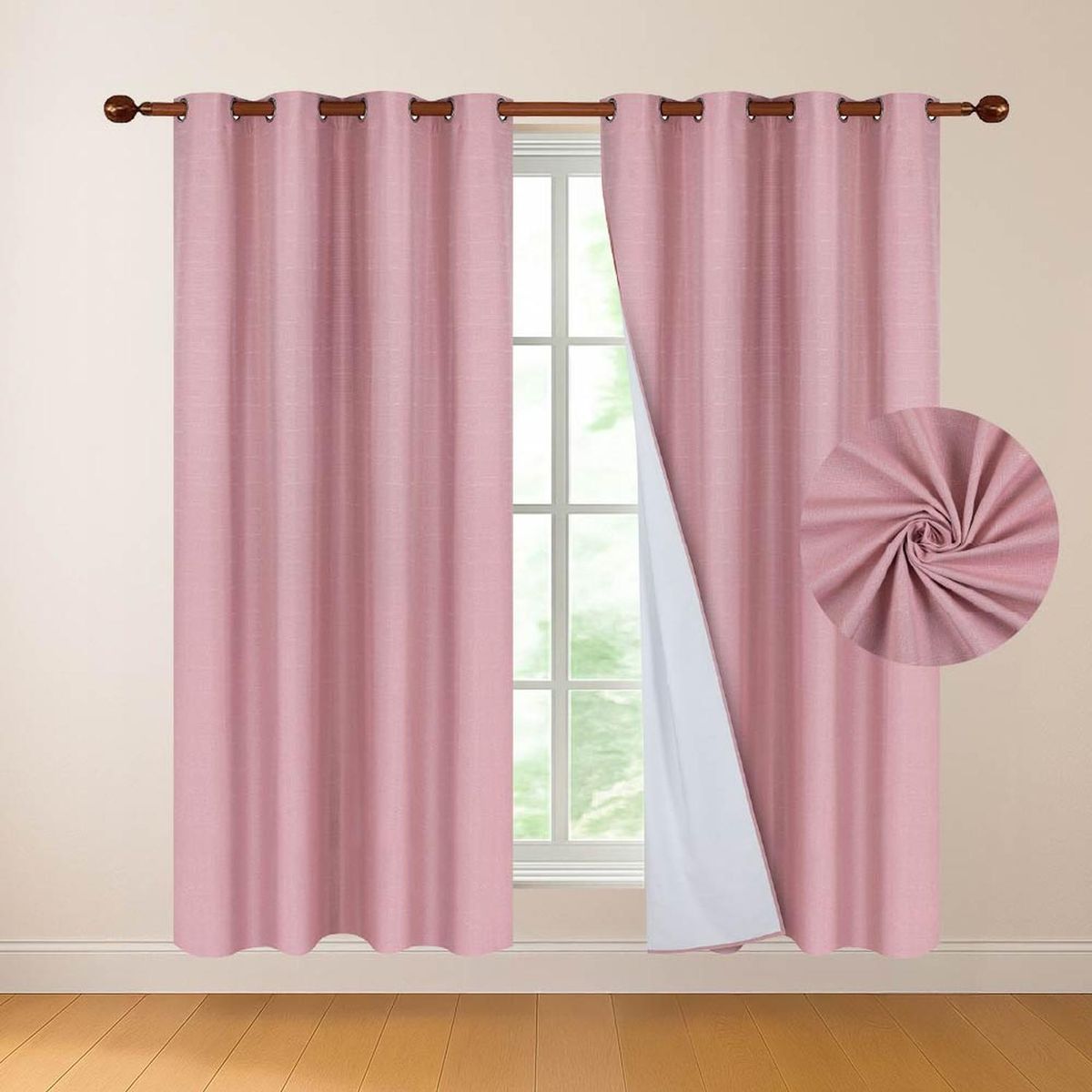 CASATUA - Cortina 100% Blackout Engomada Termica Set 2 Casatua 140x220 - Rosa-