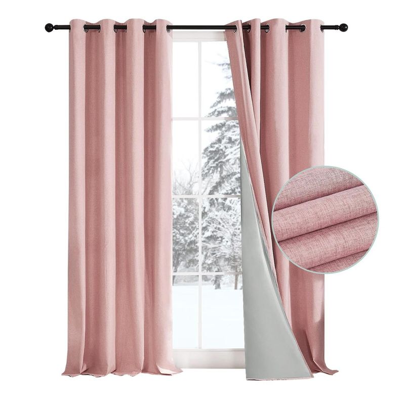 CASATUA - Cortina 100% Blackout Engomada Termica Set 2 Casatua 140x220 - Rosa-