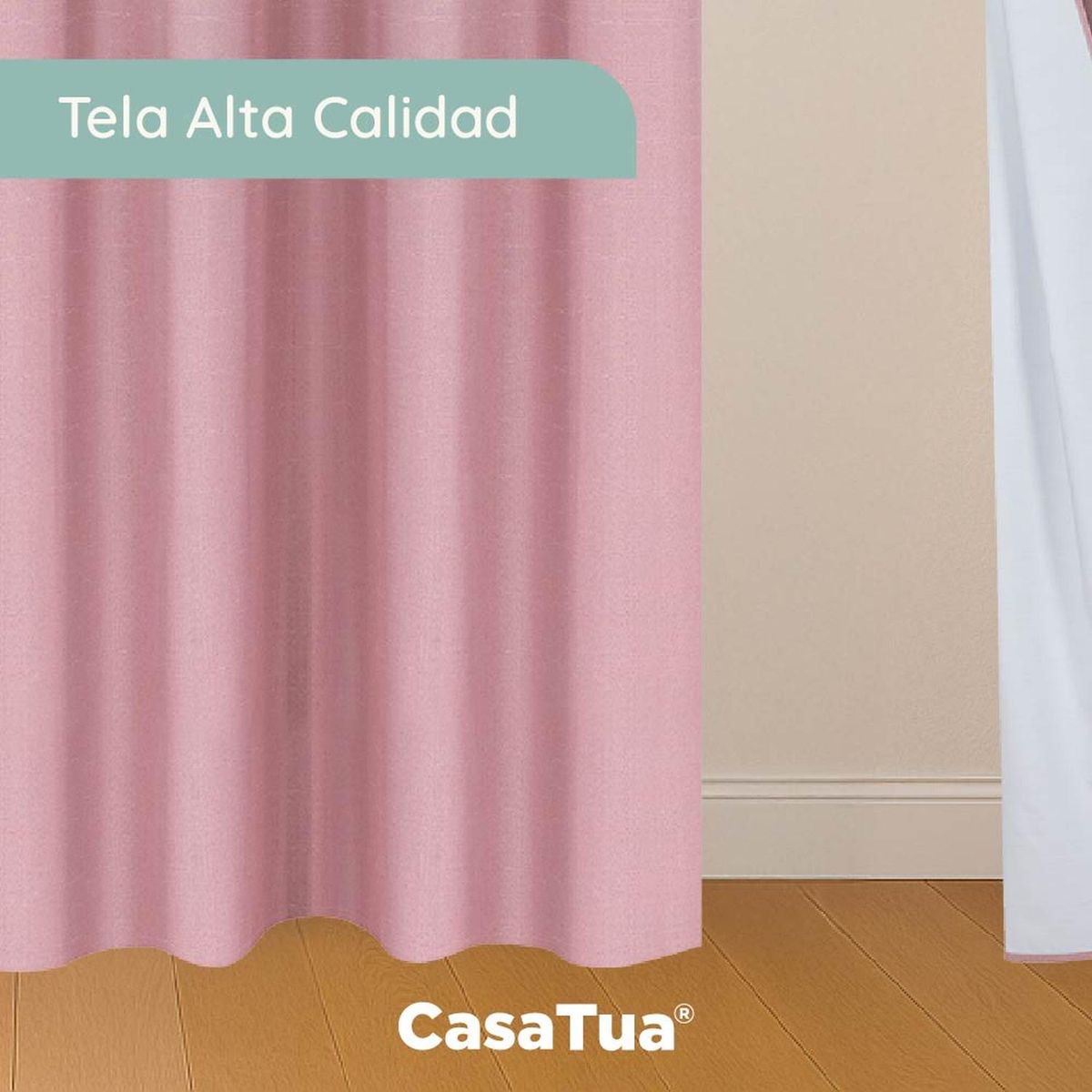 CASATUA - Cortina 100% Blackout Engomada Termica Set 2 Casatua 140x220 - Rosa-