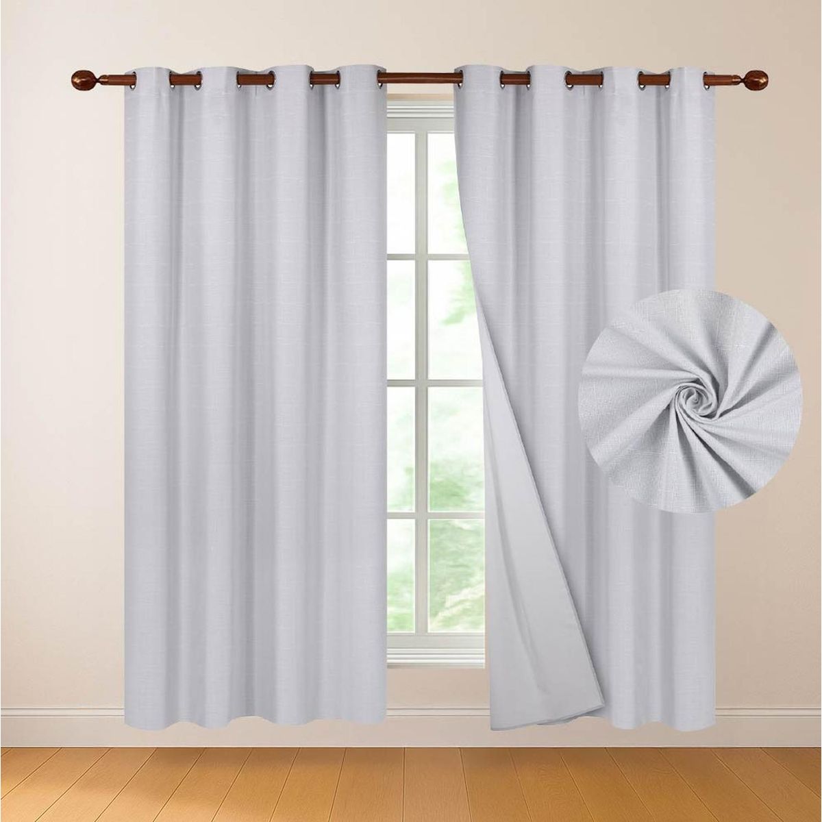 CASATUA - Cortina 100% Blackout Engomada Termica Set 2 Casatua 140x220 - Blanco
