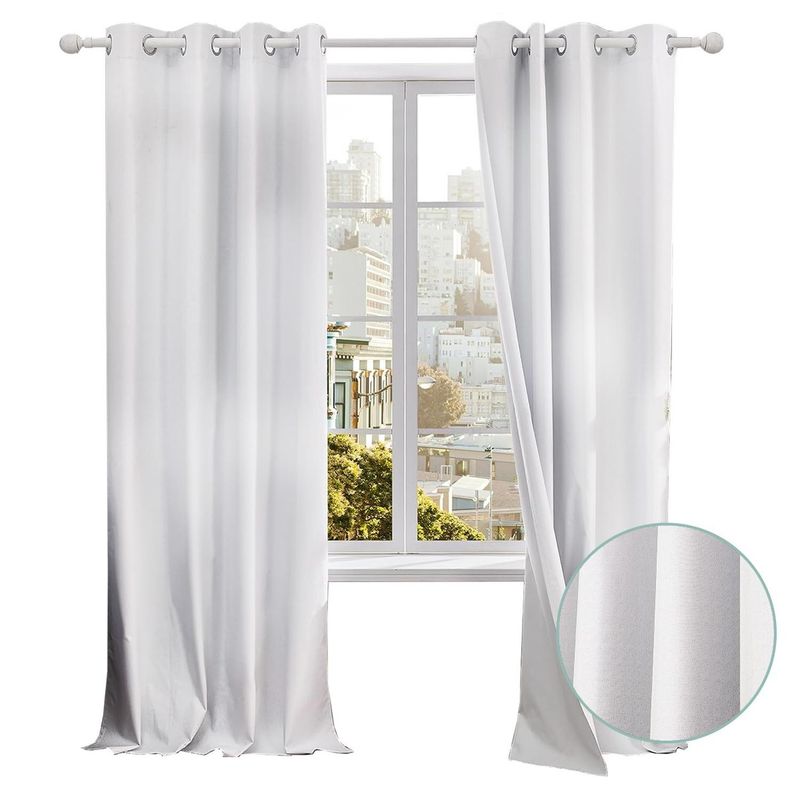 CASATUA - Cortina 100% Blackout Engomada Termica Set 2 Casatua 140x220 - Blanco