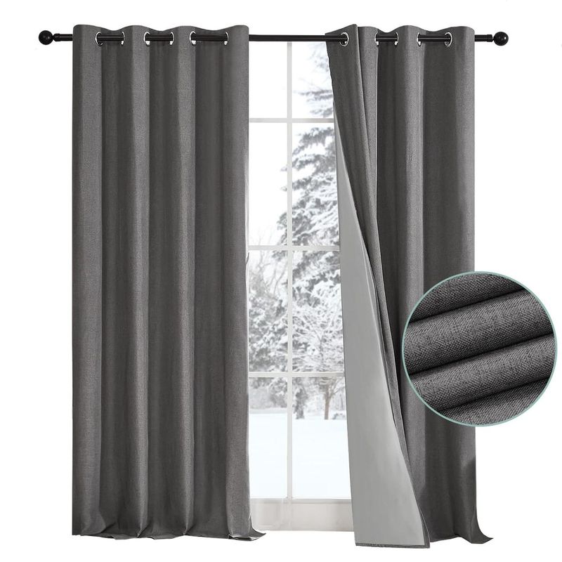 CASATUA - Cortina 100% Blackout Engomada Termica Set 2 Casatua 140x220 - Gris