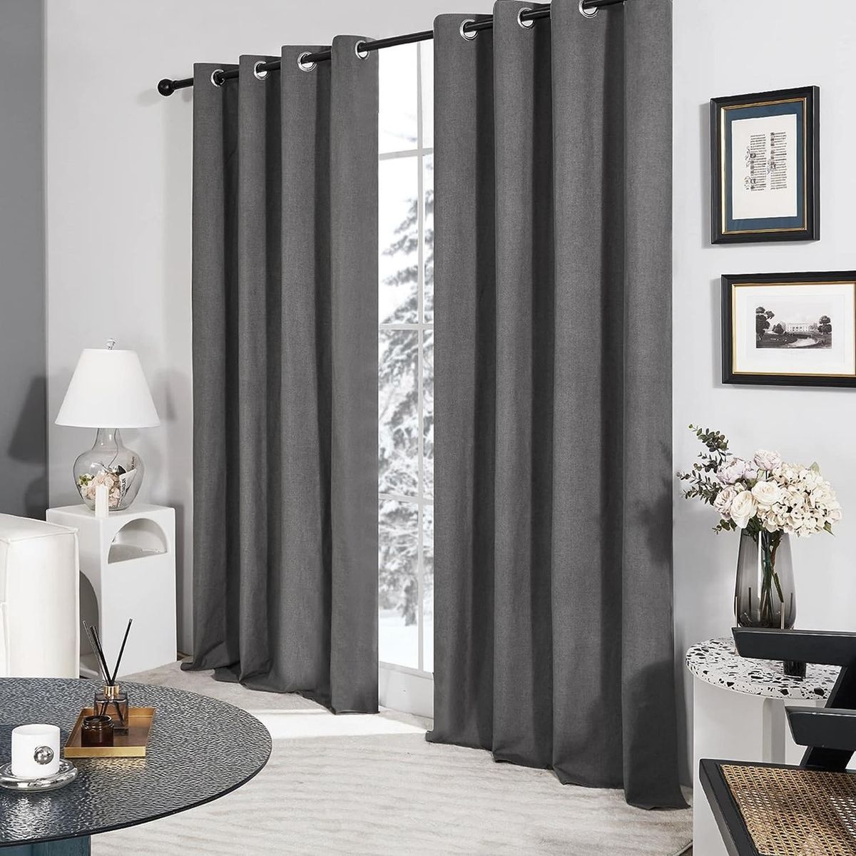 CASATUA - Cortina 100% Blackout Engomada Termica Set 2 Casatua 140x220 - Gris