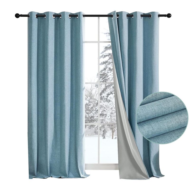 CASATUA - Cortina 100% Blackout Engomada Termica Set 2 Casatua 140x220 - Turquesa-