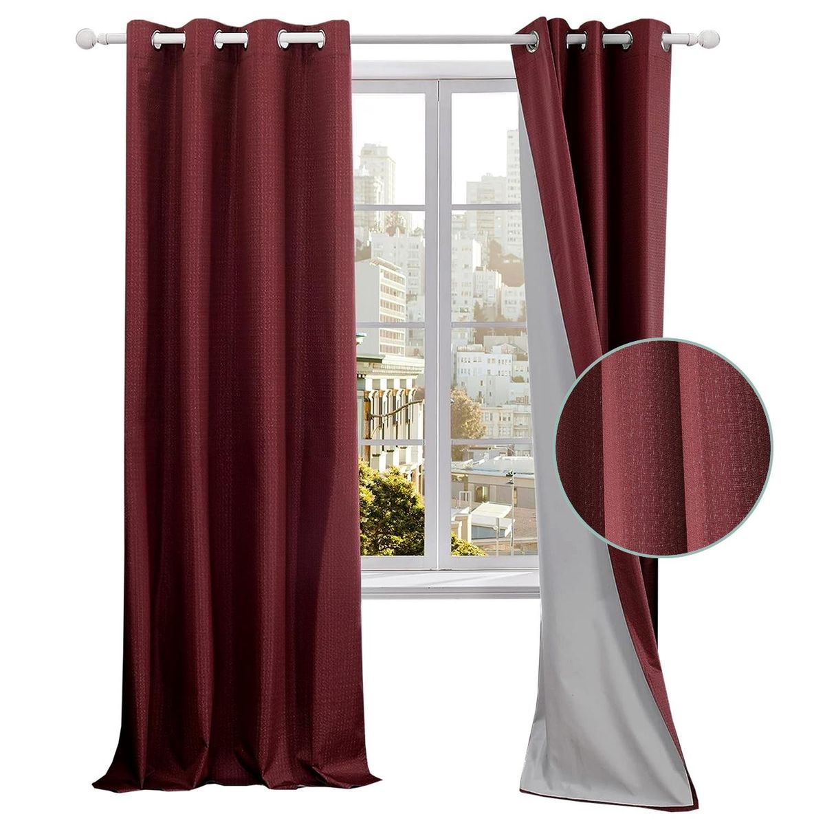 CASATUA - Cortina 100% Blackout Engomada Termica Set 2 Casatua 140x220 - Terracota-