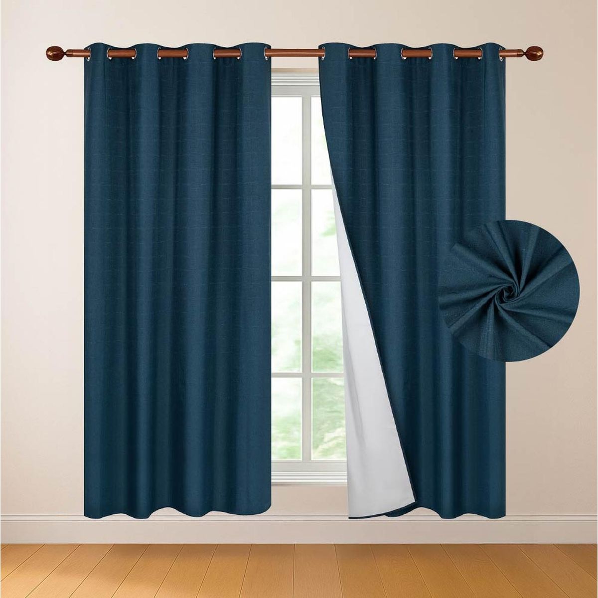 CASATUA - Cortina 100% Blackout Engomada Termica Set 2 Casatua 140x220 - Azul