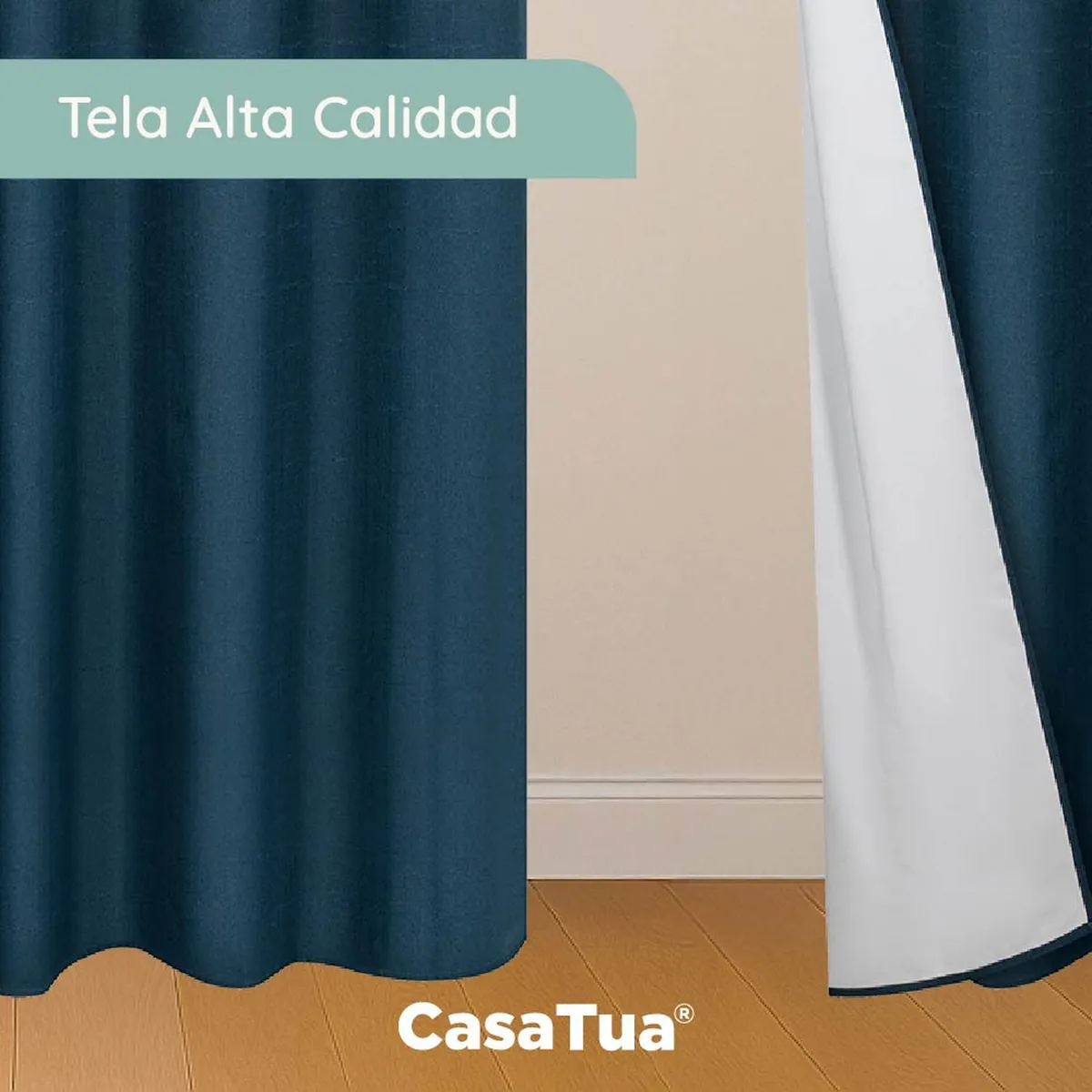 CASATUA - Cortina 100% Blackout Engomada Termica Set 2 Casatua 140x220 - Azul