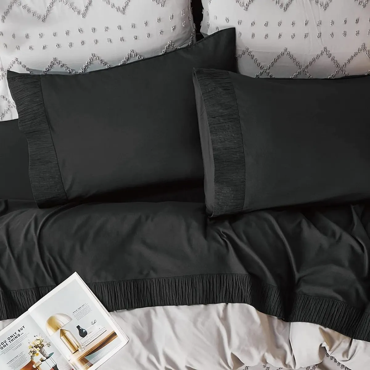 CASATUA - Sabanas King Hotel Suave 1800 Casatua + 2 Fundas Almohada - Negro