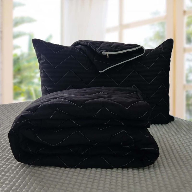 HOGARETO - Protector Colchón Negro Cama King 200x200cm + 2 Fundas Acolchada.