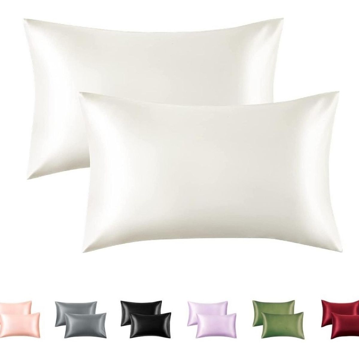 CASATUA - Funda Almohada Satin Saten Tipo Seda Set X2 Unids - Blanco - 76x50