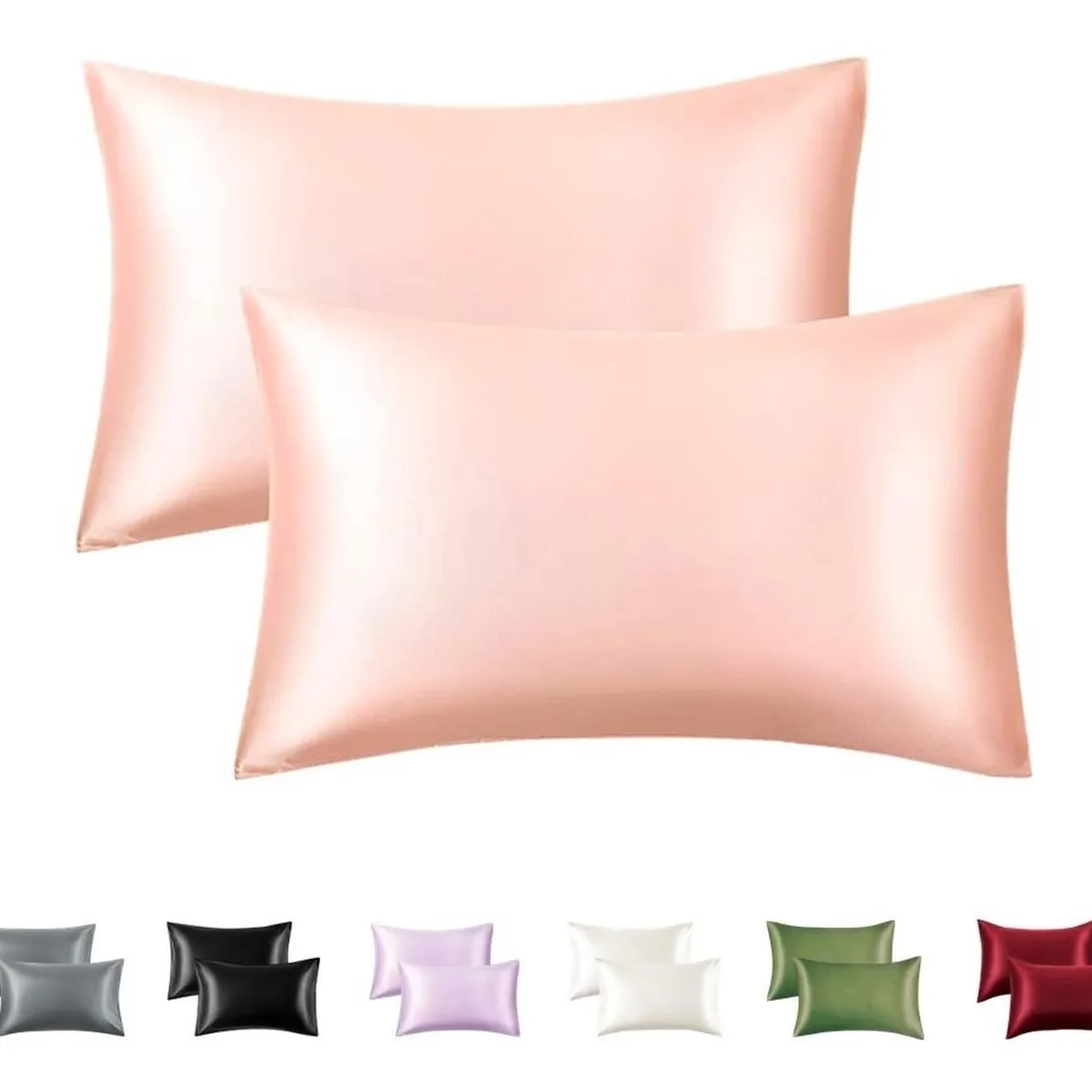 CASATUA - Funda Almohada Satin Saten Tipo Seda Set X2 Unids - Coral - 76x50