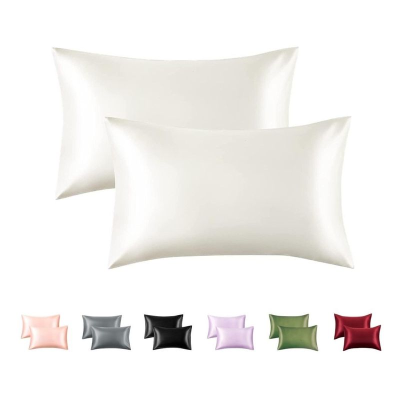 Funda Almohada Satin Saten Tipo Seda Set X2 Unids Blanco