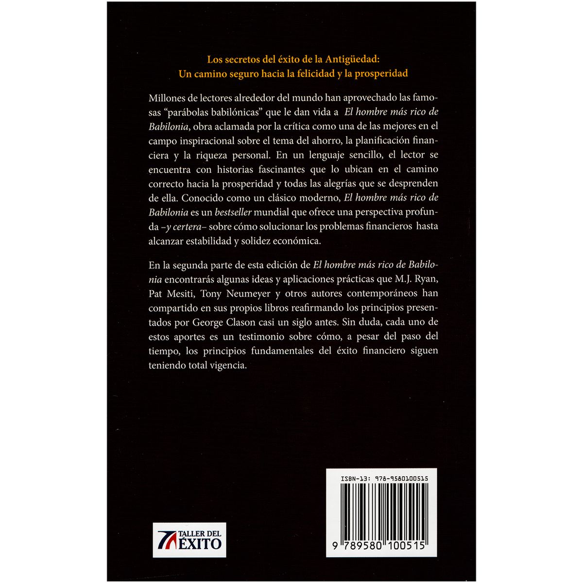 EDITORIAL TALLER DEL EXITO - El hombre más rico de Babilonia. George S. Clason