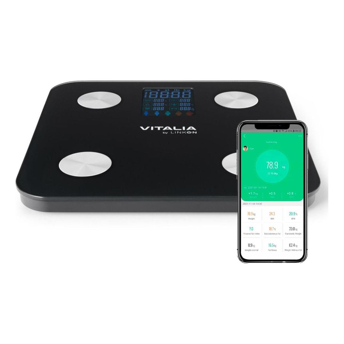 CASATUA - Bascula Pesa Digital Baño Bluetooth App Inteligente Vitalia-