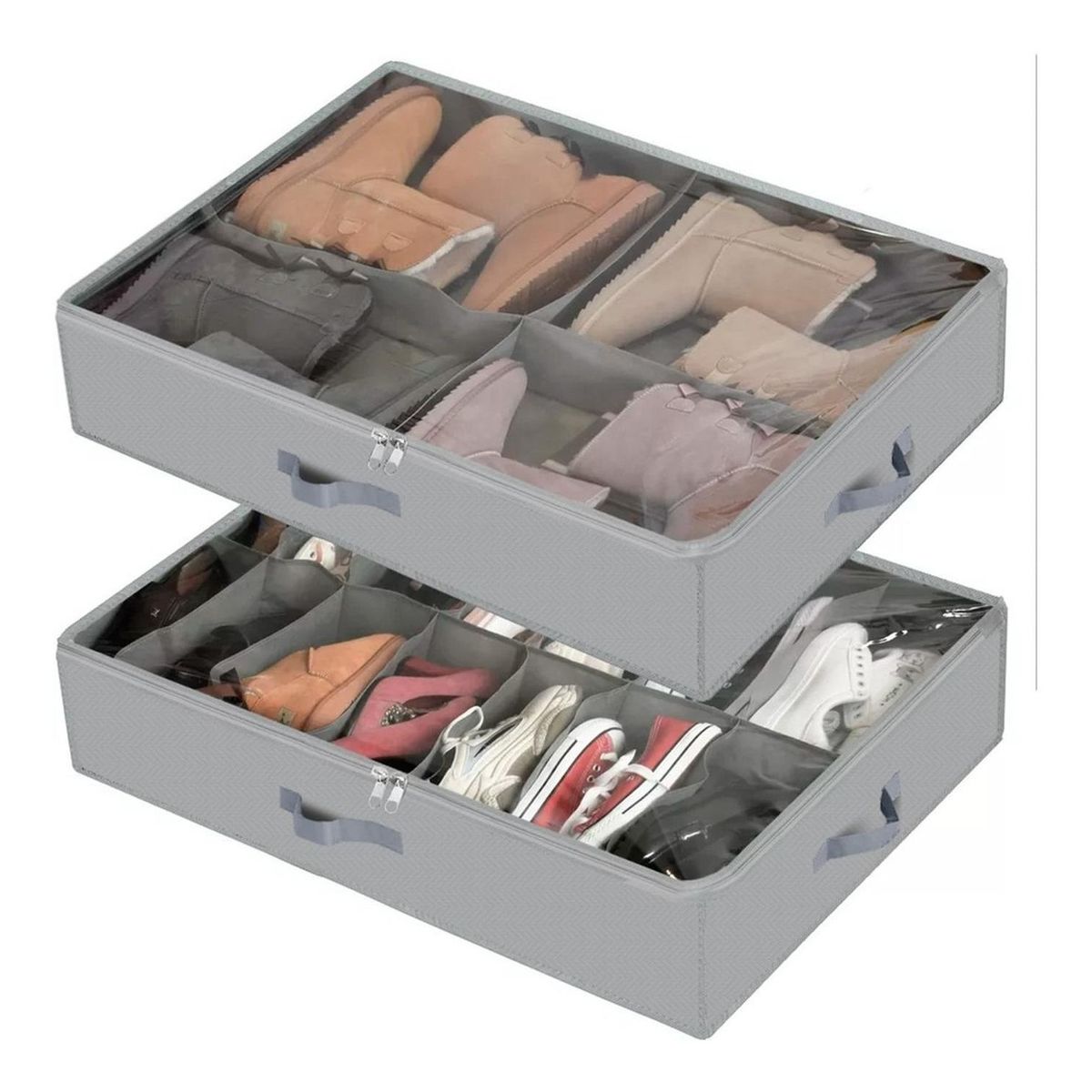 CASATUA - Organizador De Zapatos Almacenamiento Bajo Cama Zapatero X2 - Gris - 16 Pares