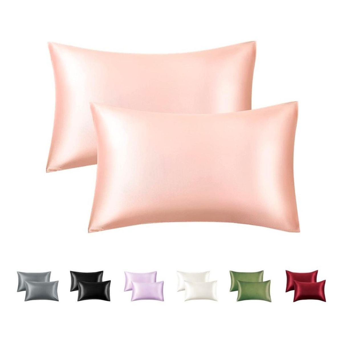 CASATUA - Funda Almohada Satin Saten Tipo Seda Set X2 Unids - Coral - 100x50-