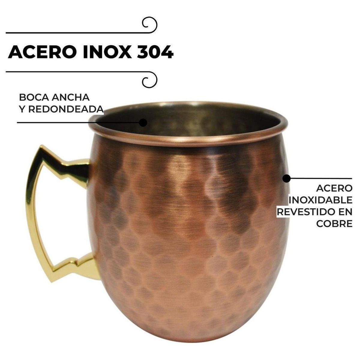 CASATUA - Vasos Cobre Moscow Mule Vintage Set De 2 Mugs Casatua 500ml-