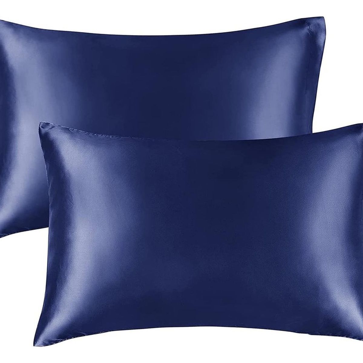 CASATUA - Funda Almohada Satin Saten Tipo Seda Set X2 Unids - Azul marino - 76x50