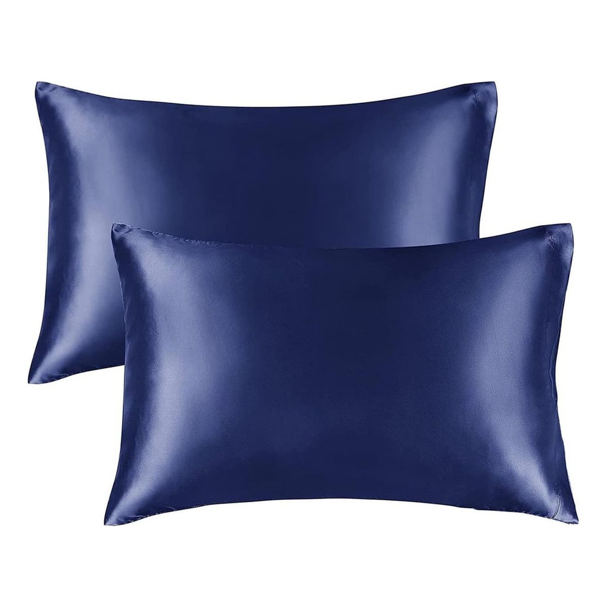 CASATUA - Funda Almohada Satin Saten Tipo Seda Set X2 Unids - Azul marino - 76x50